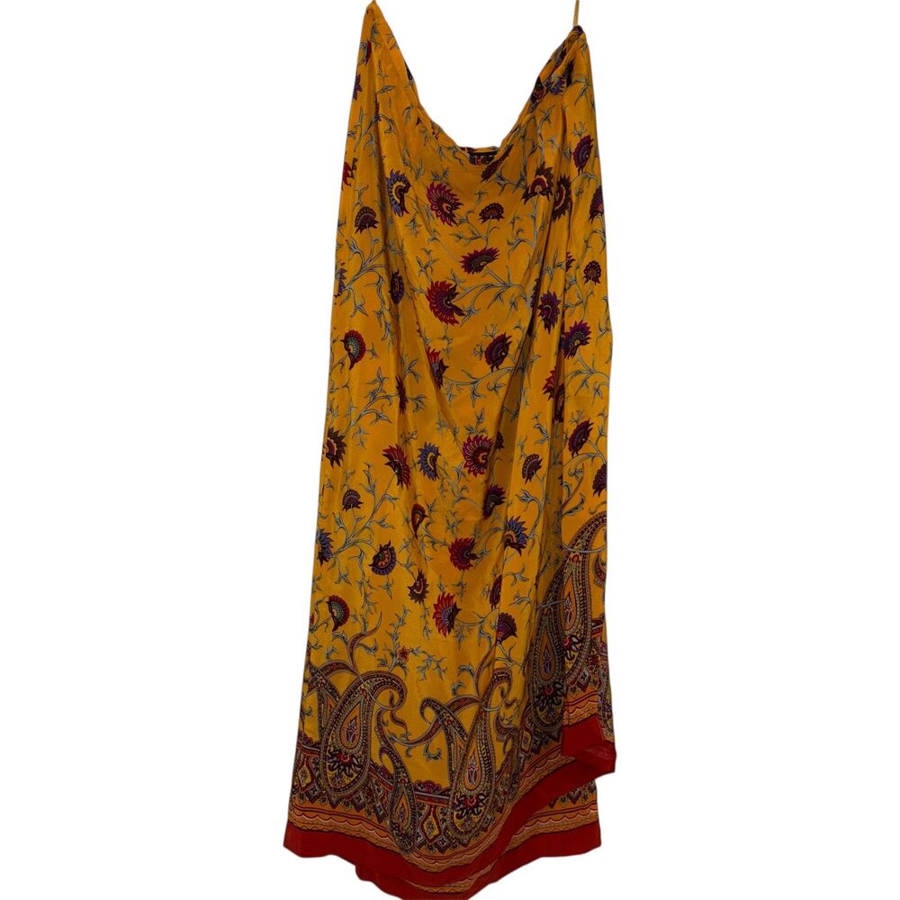 Vintage Company Silk Floral Paisley Wrap Skirt Orange 12